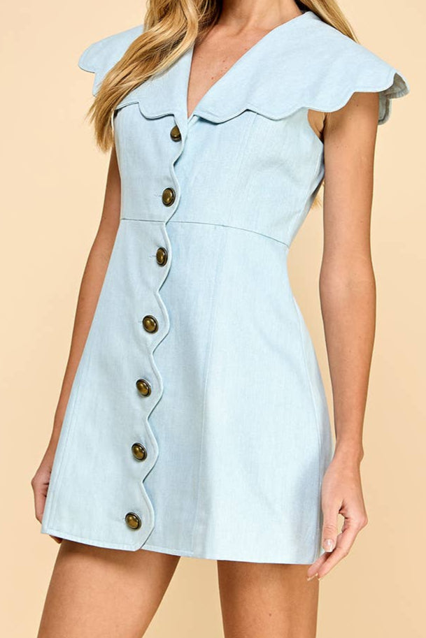 DNEIM SCALLOP DRESS - BLUE