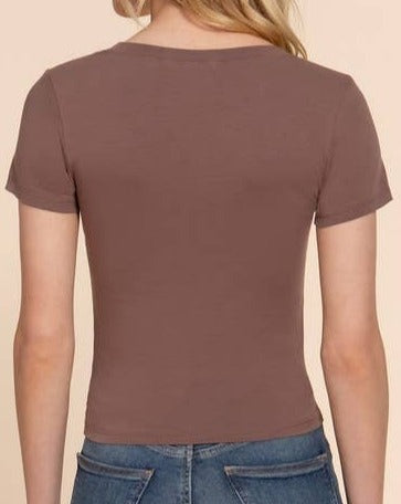 TSHIRT SCOOP NECK - WHITE/ BEIGE