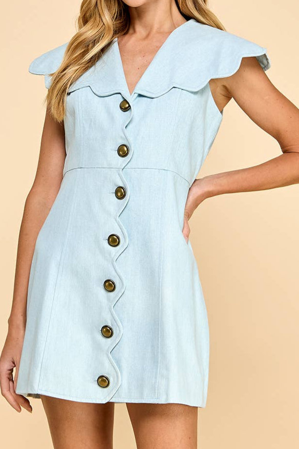 DNEIM SCALLOP DRESS - BLUE