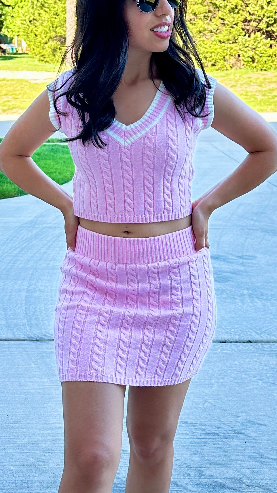 SCHOLAR TOP AND SKIRT SET - LIGHT PINK