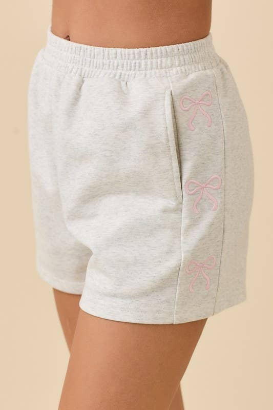 LULU BOW SHORTS - HEATHER GREY
