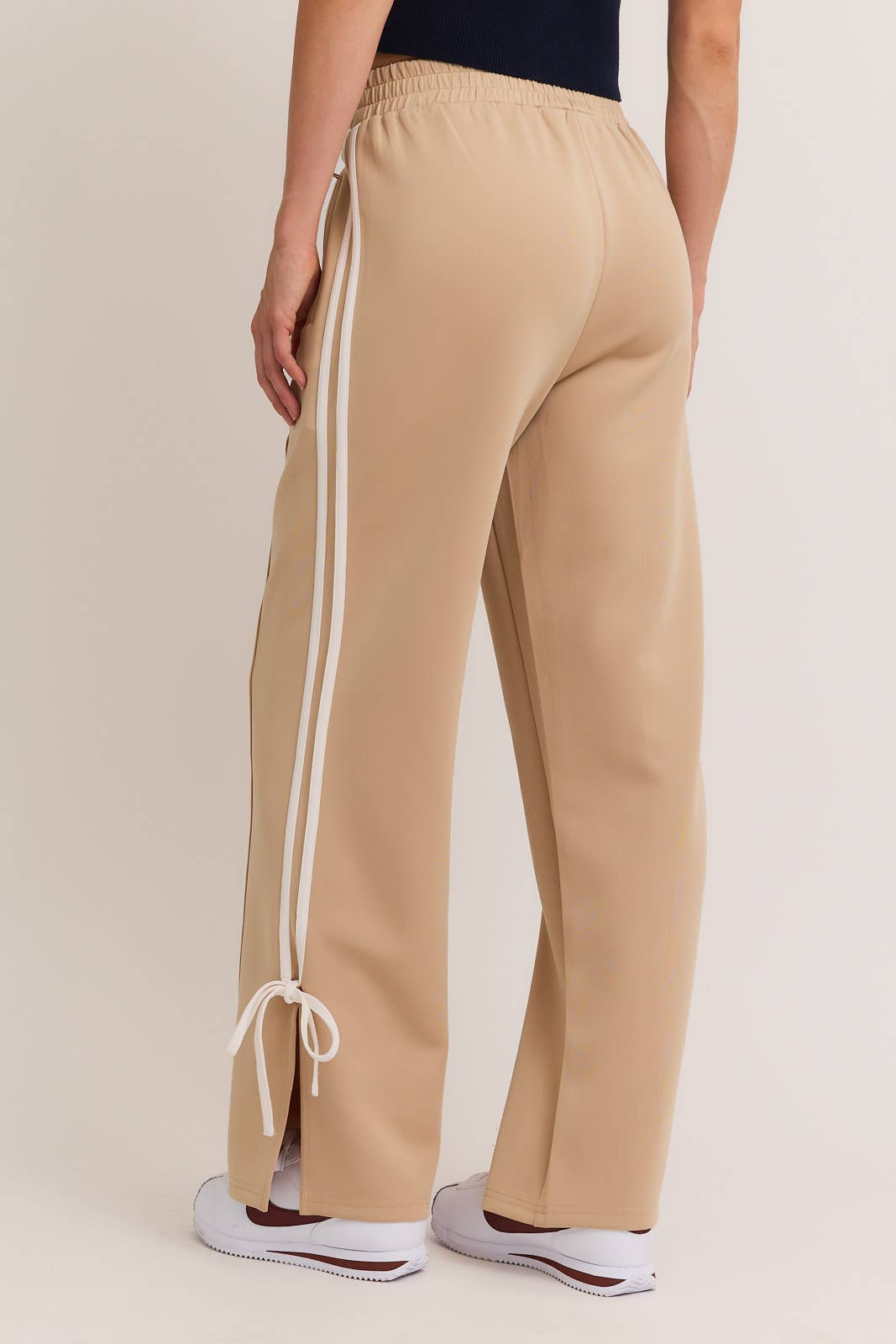 BOW DETAIL TRACK PANTS - TAUPE
