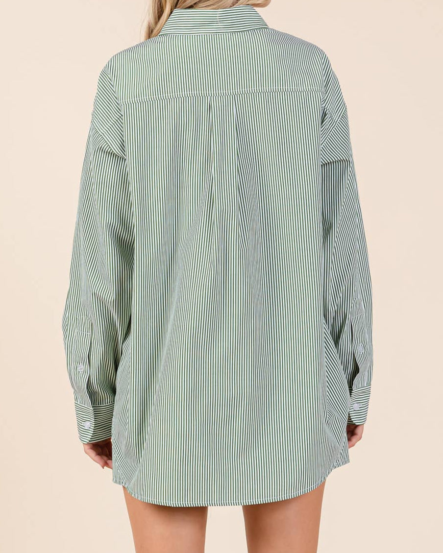 KATHY STRIPED SHIRT AND SHORTS SET - PINK/ GREEN