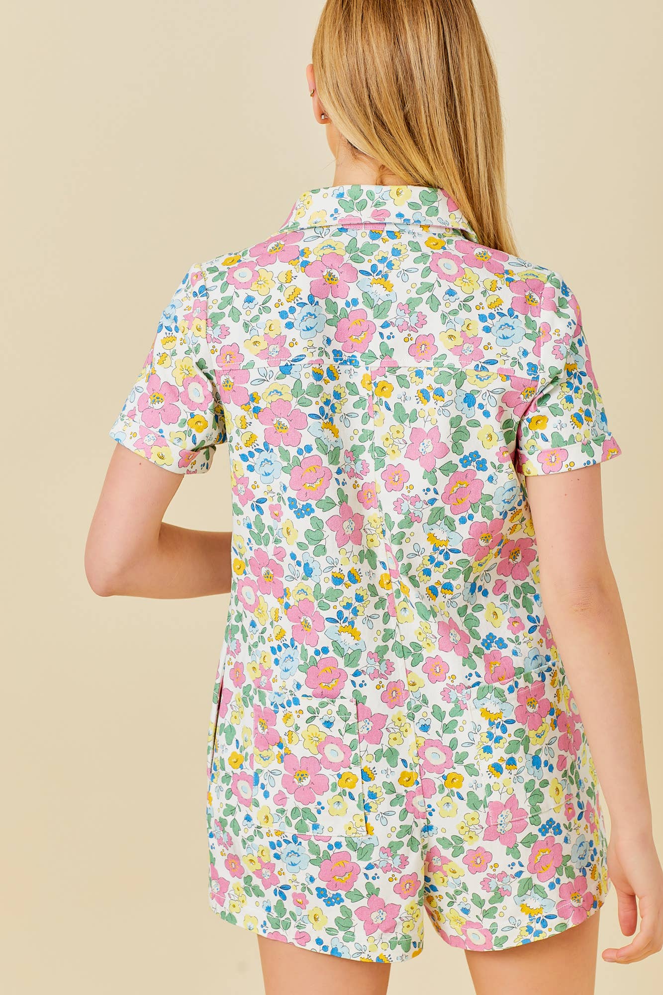 PATSY FLORAL DENIM ROMPER - MULTI