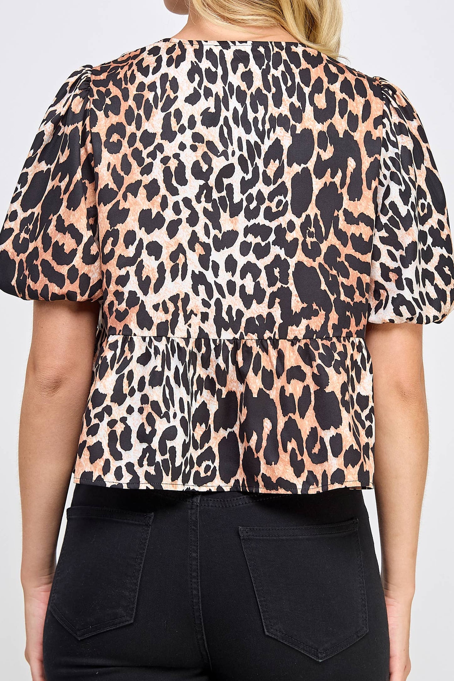 LYNX PEPLUM TOP - LEOPARD