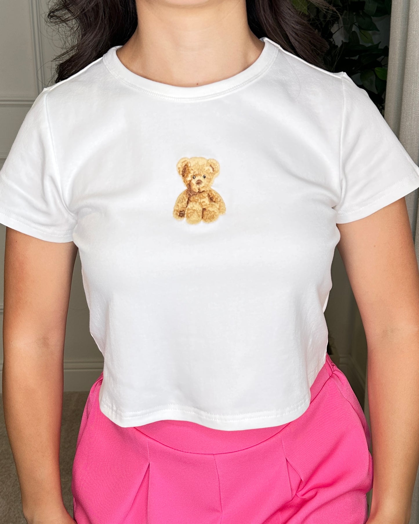 BEAR EMBROIDERY TSHIRT - WHITE