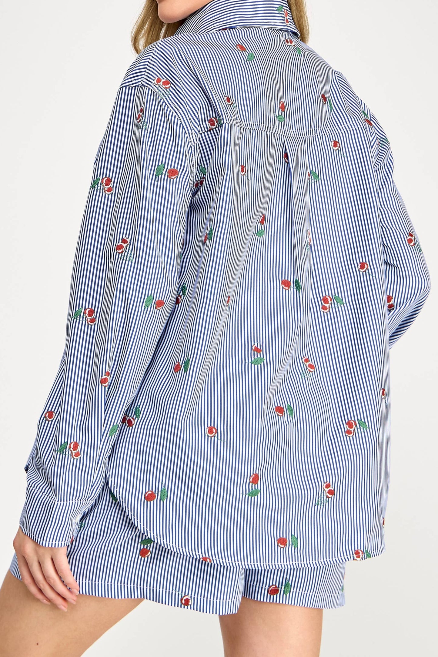 AMERICA CHERRY STRIPPED SHORT SET - NAVY