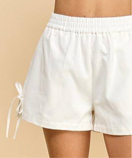 CARRIE DENIM BOW SHORTS - WHITE
