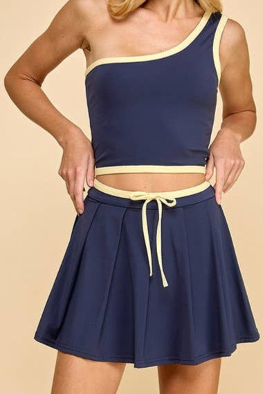 ADDIE TOP & TENNIS SKIRT - NAVY