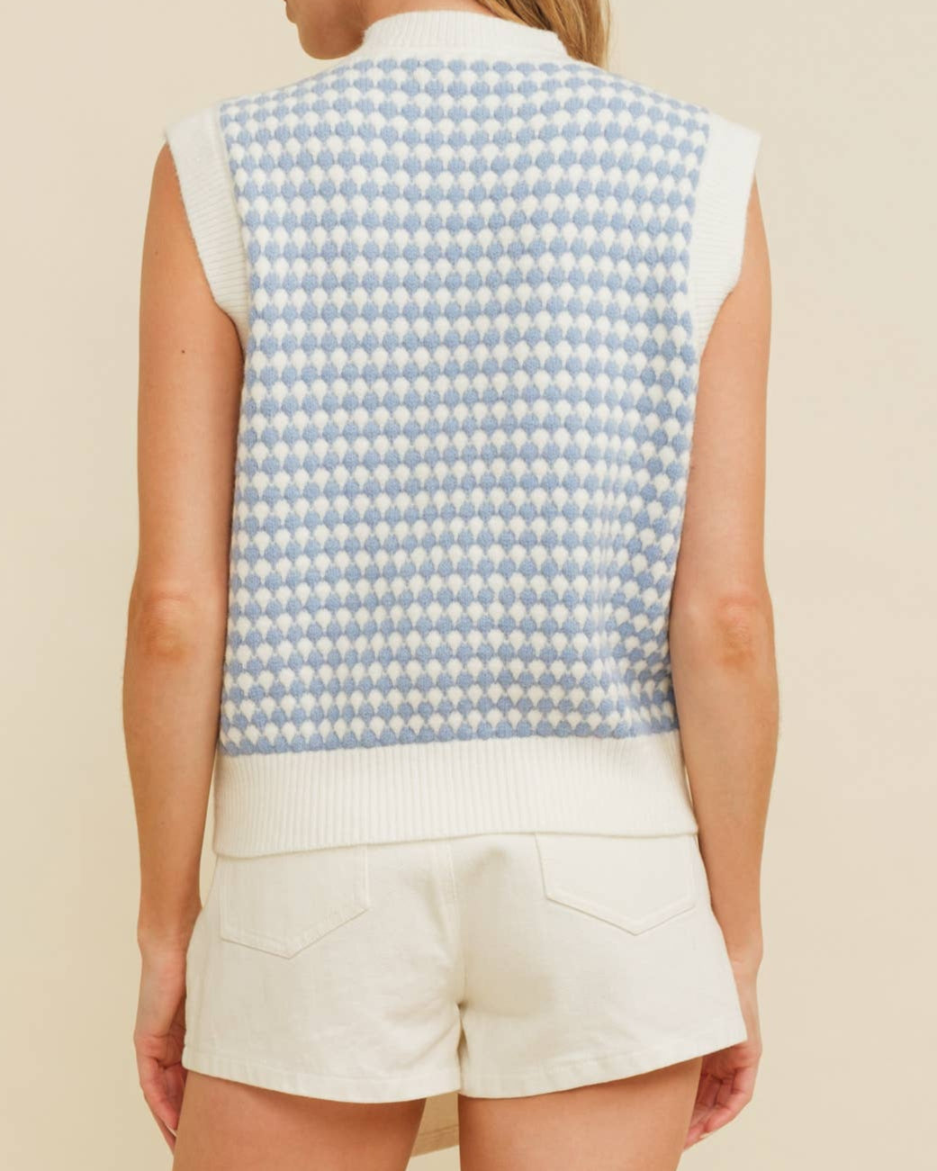 HILTON HOUNDSTOOTH SWEATER VEST - BLUE / WHITE
