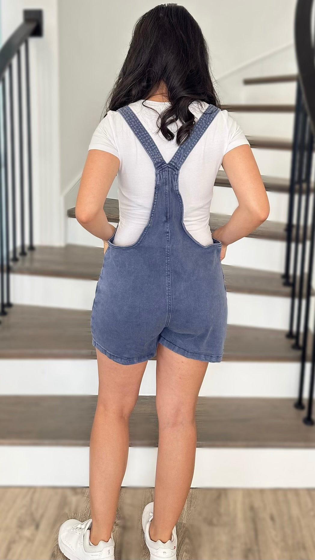 CASEY OVERALL ROMPER - WASHED NAVY BLUE