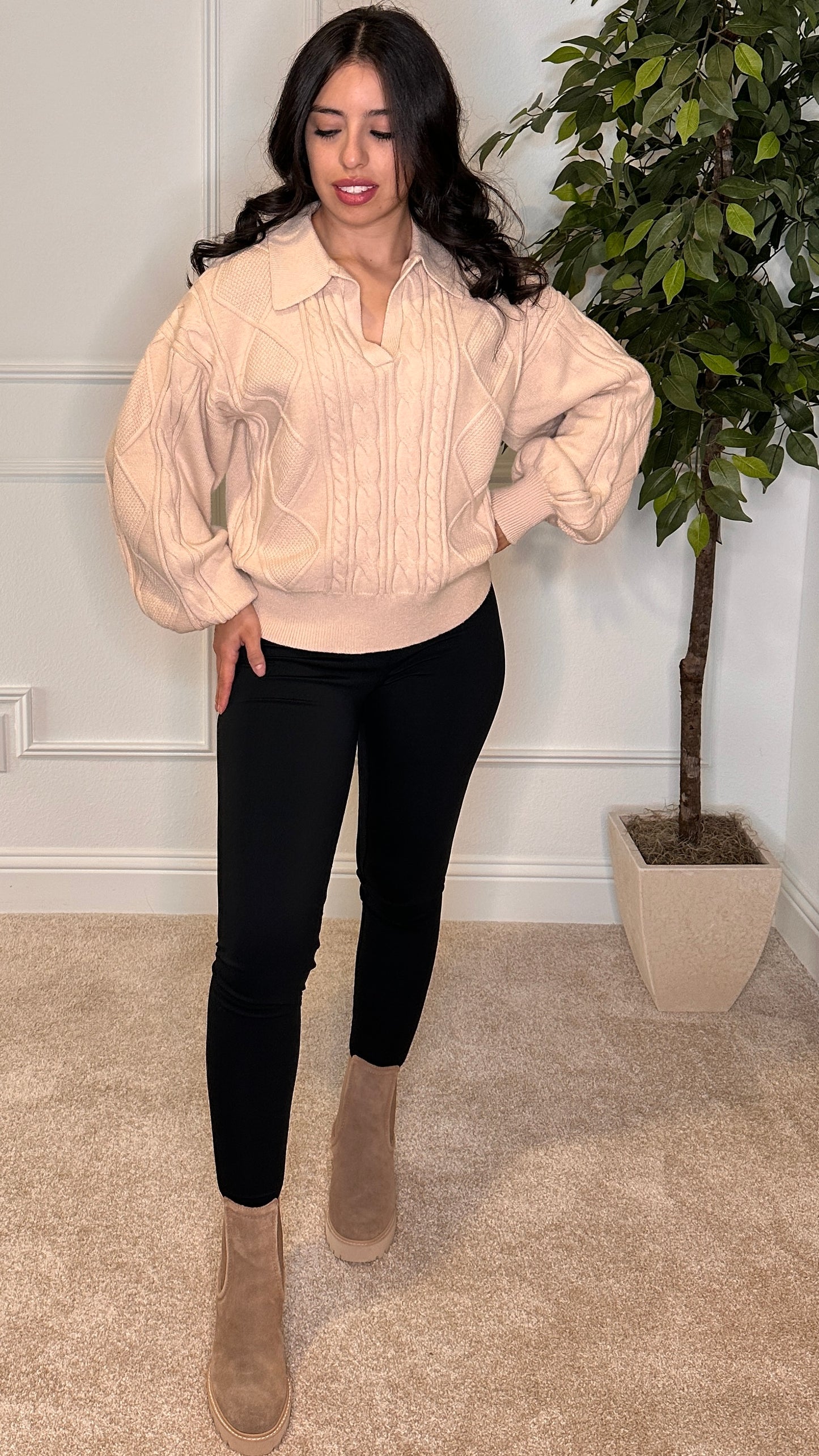CIERA KNIT SWEATER - TAUPE