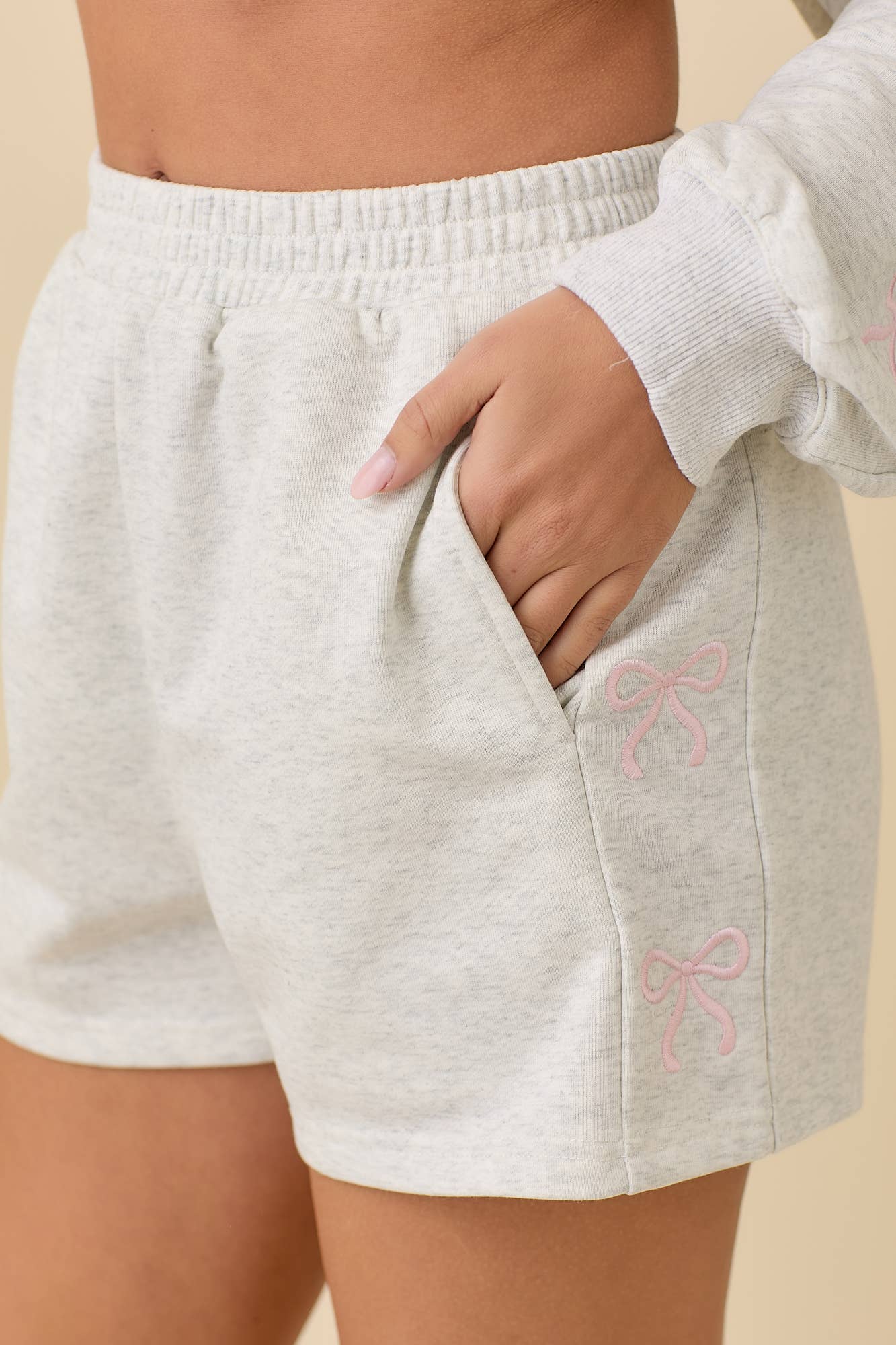 LULU BOW SHORTS - HEATHER GREY