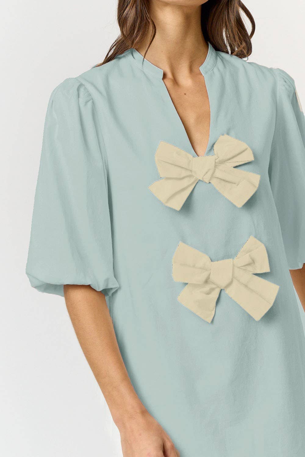 BAILEY BOW DRESS - LIGHT BLUE